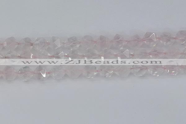 CRQ404 15.5 inches 12mm faceted nuggets rose quartz beads