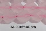 CRQ409 15.5 inches 12mm faceted nuggets matte rose quartz beads