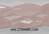 CRQ41 15.5 inches 14*32mm faceted rice natural rose quartz beads