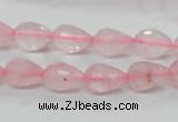 CRQ42 15.5 inches 8*12mm faceted teardrop natural rose quartz beads