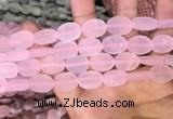 CRQ421 15.5 inches 12*16mm oval matte rose quartz beads wholesale