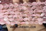 CRQ551 15.5 inches 10mm faceted coin rose quartz beads wholesale