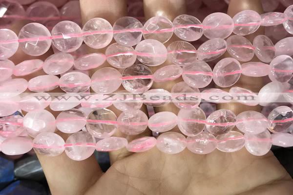 CRQ551 15.5 inches 10mm faceted coin rose quartz beads wholesale