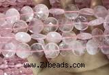 CRQ554 15.5 inches 16mm faceted coin rose quartz beads wholesale