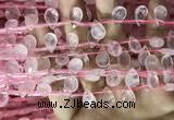CRQ559 Top drilled 8*12mm faceted briolette rose quartz beads
