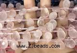 CRQ561 Top drilled 10*14mm faceted briolette rose quartz beads