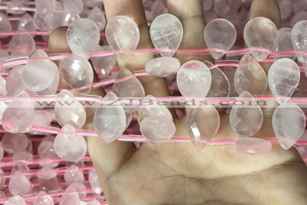 CRQ562 Top drilled 12*16mm faceted briolette rose quartz beads