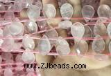 CRQ563 Top drilled 13*18mm faceted briolette rose quartz beads