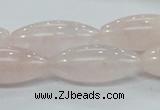 CRQ59 15.5 inches 12*30mm rice natural rose quartz beads wholesale