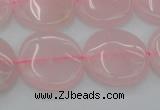 CRQ603 15.5 inches 18mm flat round rose quartz beads wholesale