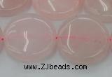 CRQ605 15.5 inches 25mm flat round rose quartz beads wholesale