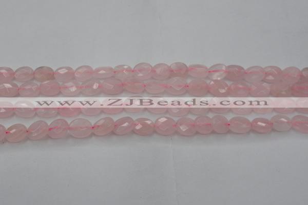 CRQ618 15.5 inches 8*10mm faceted oval rose quartz beads wholesale