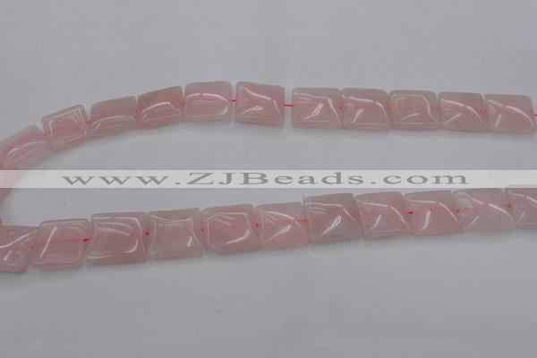 CRQ624 15.5 inches 16*16mm square rose quartz beads wholesale