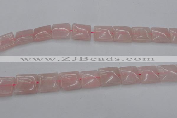 CRQ626 15.5 inches 20*20mm square rose quartz beads wholesale