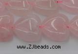 CRQ633 15.5 inches 20*20mm heart rose quartz beads wholesale