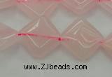 CRQ638 15.5 inches 14*14mm diamond rose quartz beads wholesale