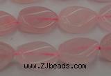 CRQ640 15.5 inches 13*18mm twisted flat teardrop rose quartz beads