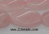 CRQ645 15.5 inches 18*25mm twisted oval rose quartz beads