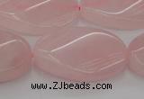 CRQ646 15.5 inches 20*30mm twisted oval rose quartz beads