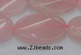 CRQ647 15.5 inches 25*35mm twisted oval rose quartz beads