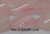 CRQ653 15.5 inches 15*20mm twisted hexagon rose quartz beads