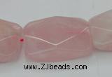 CRQ658 15.5 inches 22*30mm faceted rectangle rose quartz beads