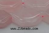 CRQ660 15.5 inches 22*30mm hexagon rose quartz beads