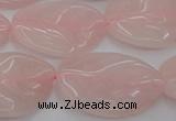 CRQ668 15.5 inches 22*30mm carved leaf rose quartz beads