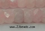 CRQ686 15.5 inches 8*14mm faceted rondelle rose quartz beads