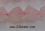 CRQ694 15.5 inches 10*10mm cube rose quartz beads wholesale