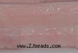 CRQ706 15.5 inches 14*31mm carved column rose quartz beads