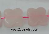 CRQ714 15.5 inches 20*20mm carved flower rose quartz beads