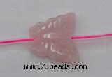 CRQ716 15.5 inches 25*30mm carved butterfly rose quartz beads