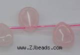 CRQ719 Top drilled 15*20mm flat teardrop rose quartz beads