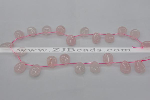 CRQ719 Top drilled 15*20mm flat teardrop rose quartz beads