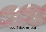 CRQ72 15.5 inches 12*24mm twisted rice natural rose quartz beads