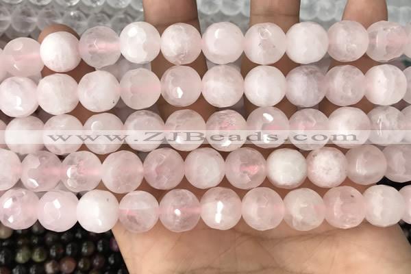 CRQ770 15.5 inches 8mm faceted round rose quartz beads