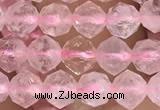 CRQ775 15.5 inches 6mm faceted nuggets rose quartz beads