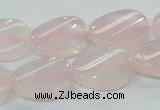 CRQ80 15.5 inches 15*20mm twisted oval natural rose quartz beads