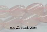 CRQ80 15.5 inches 15*20mm twisted oval natural rose quartz beads