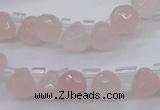 CRQ800 Top drilled 7*7mm faceted teardrop rose quartz beads