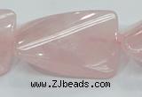 CRQ84 15.5 inches 30*40mm twisted rectangle natural rose quartz beads