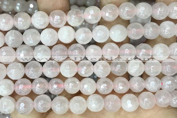 CRQ861 15 inches 8mm faceted round AB-color rose quartz beads