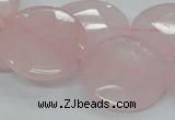 CRQ97 15.5 inches 25mm faceted flat round natural rose quartz beads