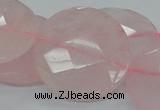 CRQ98 15.5 inches 35mm faceted flat round natural rose quartz beads