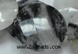 CRU07 15.5 inches 40mm faceted flat round black rutilated quartz beads