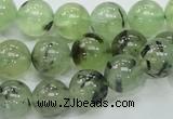 CRU101 15.5 inches 12mm round green rutilated quartz beads wholesale