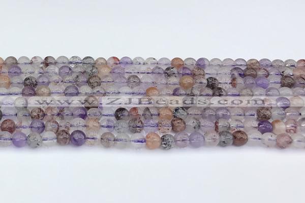 CRU1011 15.5 inches 5mm round mixed rutilated quartz beads