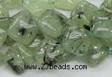 CRU103 15.5 inches 12*12mm diamond green rutilated quartz beads