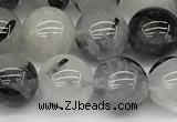 CRU1038 15 inches 8mm round black rutilated quartz beads